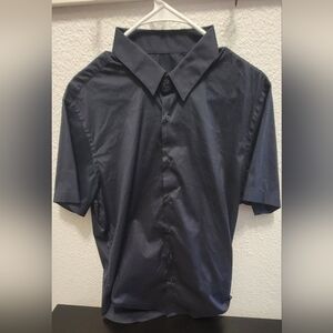 Brand New Zara Man Slim Fit Dark Navy Blue Short Sleeve Shirt